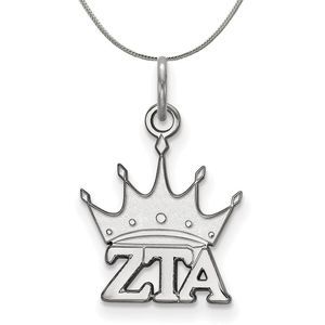 Sterling Silver Zeta Tau Alpha XS (Tiny) Pendant Necklace - 18 Inch